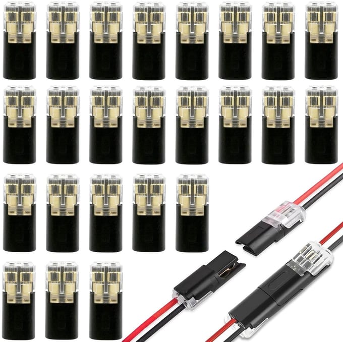 2-pins aansluitblok voor eenvoudige bedrading - D2-transparant, 24-pack, ideaal voor LED-toepassingen en takbedrading