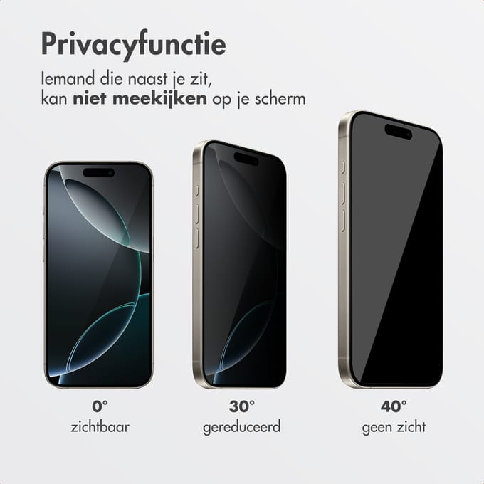 Accezz Screen Protector - Geschikt voor Apple iPhone 16 Pro - Gehard Glas Privacy Screenprotector + Applicator