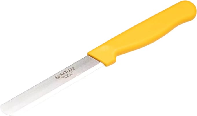 Solingen Tafelmes – Allround Kartelmes – Brede Smeerkant – RVS – Geel – 21,5 cm
