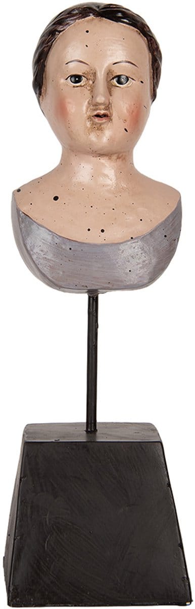 Clayre & Eef Decoratie Beeld Vrouw 11x11x34 cm Beige Kunststof
