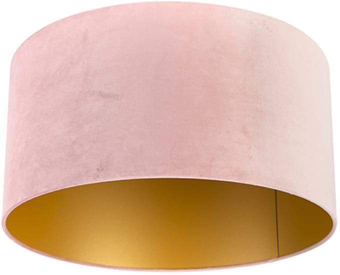 QAZQA cilinder velours - Klassieke Lampenkap - Ø 500 mm - Roze -