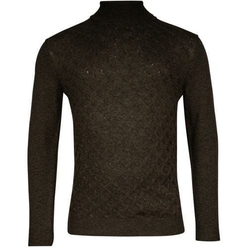 Baileys Trui Lambswool Rollneck Fantasy Diagonal Cable Knit Donker Groen / male