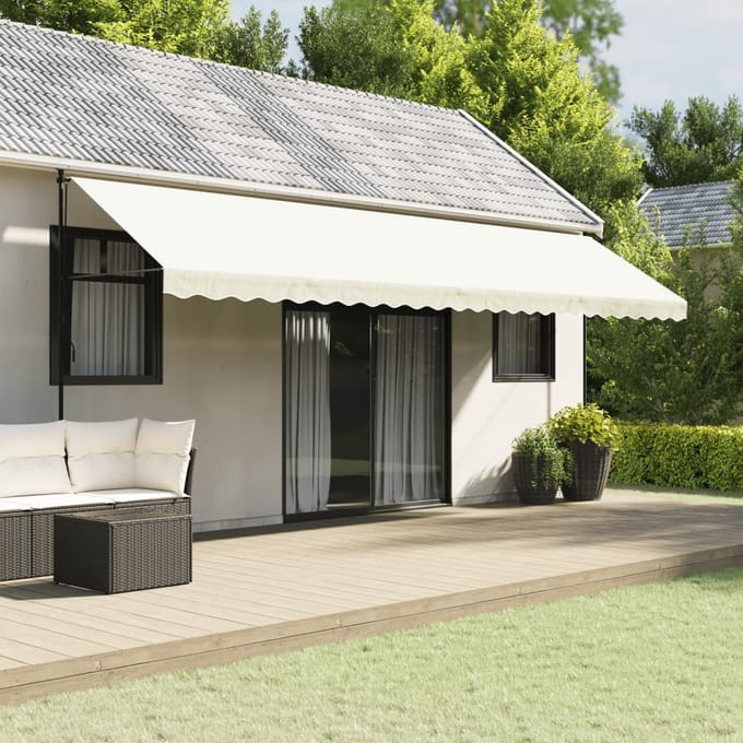 vidaXL - Vervangingsdoek - voor - luifelrok - gestreept - 600 - cm - crèmekleurig