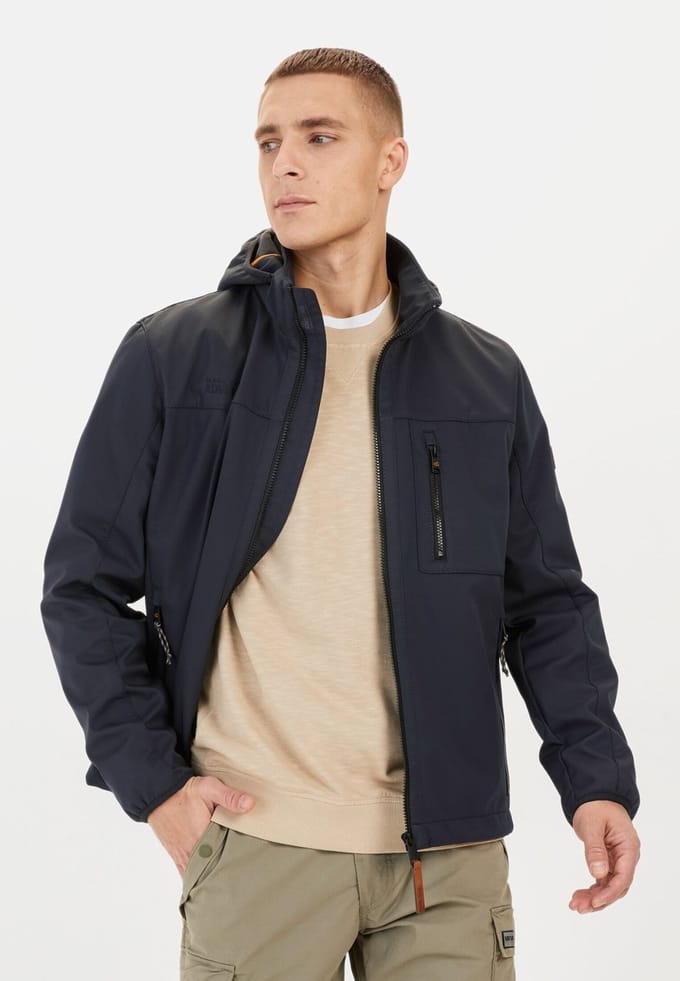 camel active Softshelljack met afneembare capuchon - Maat menswear-36 - Donker blauw