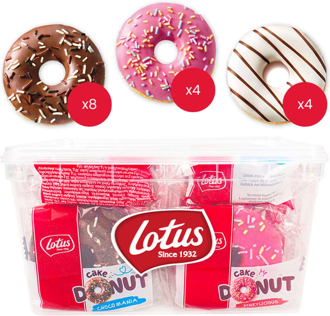 Lotus Cake Donuts mega mix - Pinkylicious, Zebra Kiss & Choco Mania - 544g