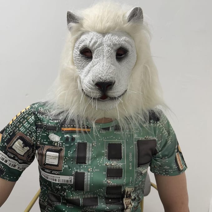 Witte leeuw latex hoofddeksel, Halloween dierenmasker One size wit