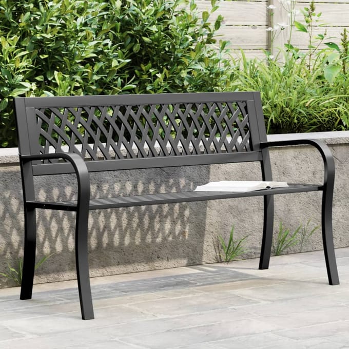 vidaXL - Tuinbank - 120 - cm - staal - zwart