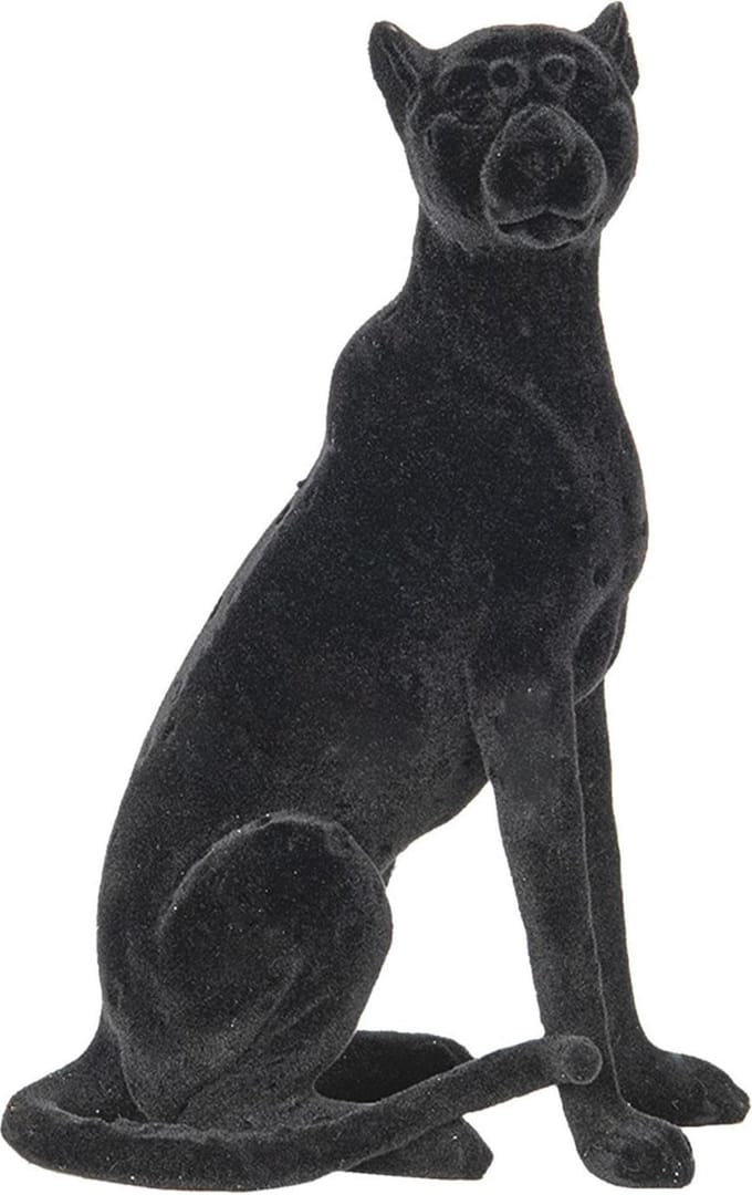 Clayre & Eef Beeld Luipaard 13x8x21 cm Zwart Polyresin Woonaccessoires