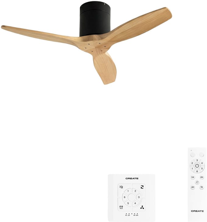 CREATE - Stille 40W plafondventilator met technische ABS bladen in verschillende maten - S - Geen licht - Controller voor wandmontage - WIND CALM