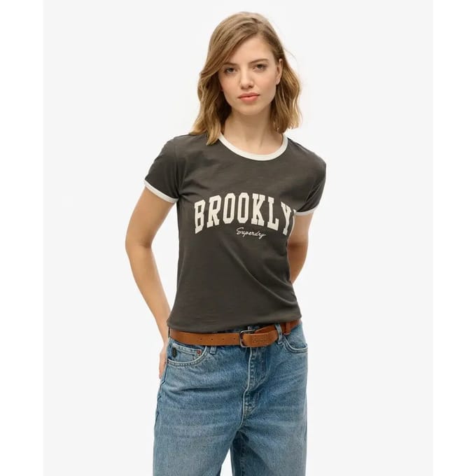 Superdry - Athletic Essential Ringer T-shirt met aansluitende pasvorm - Dames - T-shirts