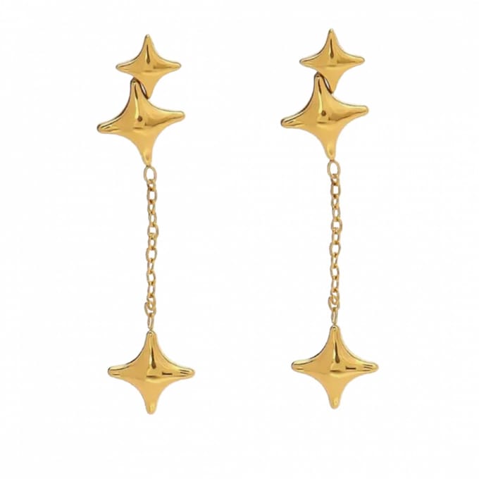 Rvs- goudkleurig- ster- oorbellen-Charme Bijoux