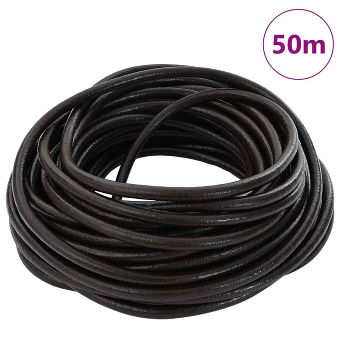 vidaXL - Leren - Koord - 1 - Donkerbruin - Ø5 - mm - x - 50 - m - Leer
