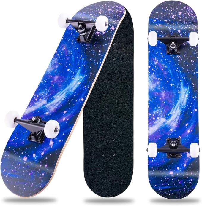 Cruiser Skateboard - Compleet Skateboard - Straatrijden - Dubbele Kick Deck - 70 x 20 cm - Blauw