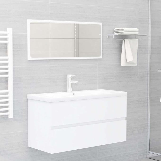 vidaXL - Wastafelkast - met - ingebouwde - wastafel - spaanplaat - wit