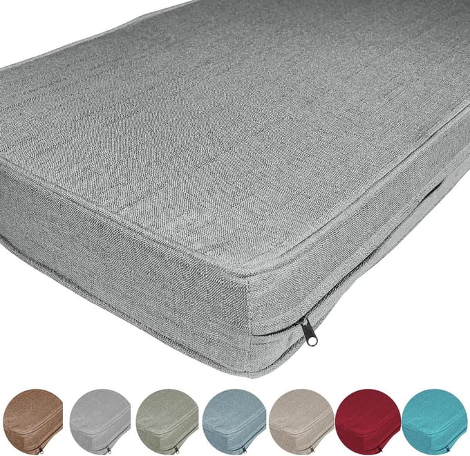Linnen Kussen - Bankkussen Sofakussen - Comfortabel Zitten - Medium Hardheid Schuim - 60x70x12 cm - Lichtgrijs