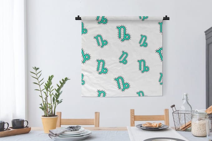 Wandkleed - Wanddoek - Steenbok - Design - Astrologie - 90x90 cm - Wandtapijt