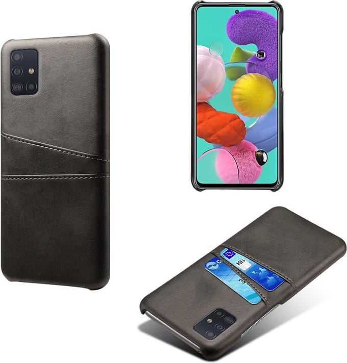 Backcover met Opbergvakjes + PMMA Screenprotector voor Samsung Galaxy A51 4G _ Zwart