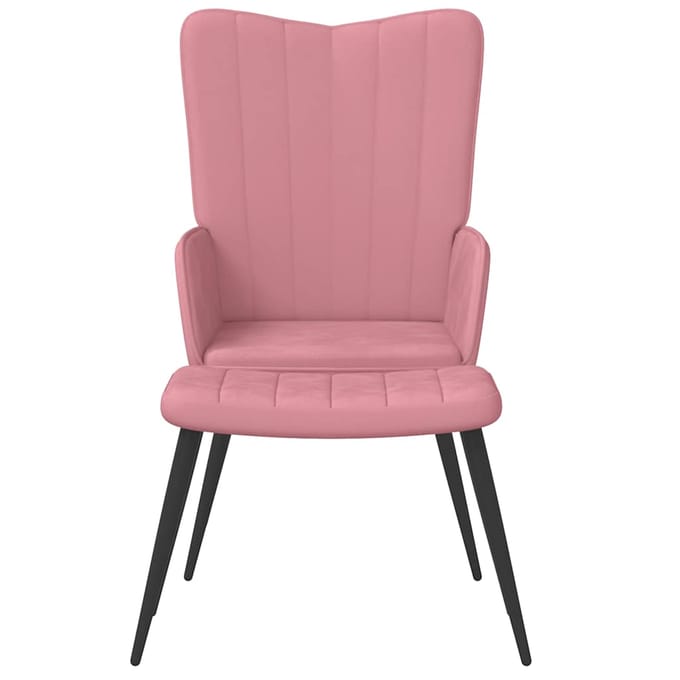 vidaXL - Relaxstoel - met - voetenbank - fluweel - roze