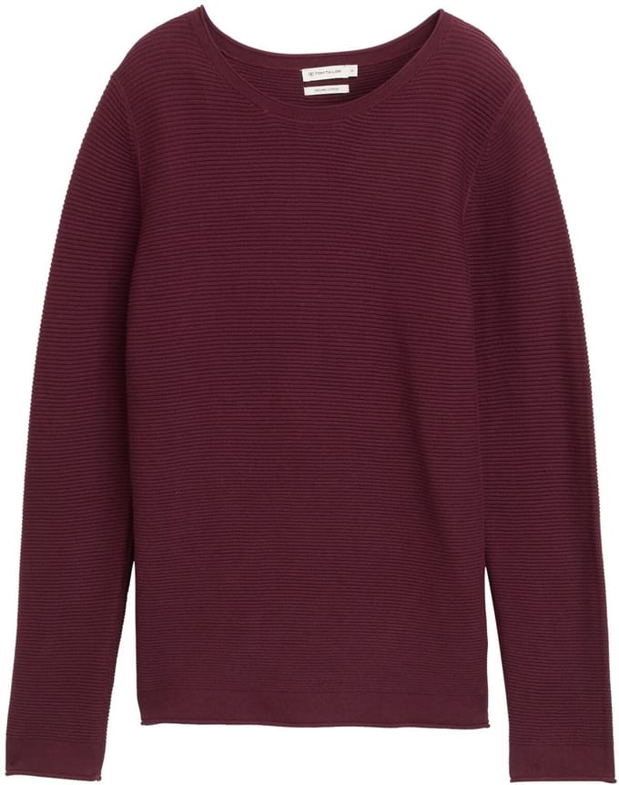 Tom Tailor - Gebreide trui van katoen - Maat S - bordeaux red