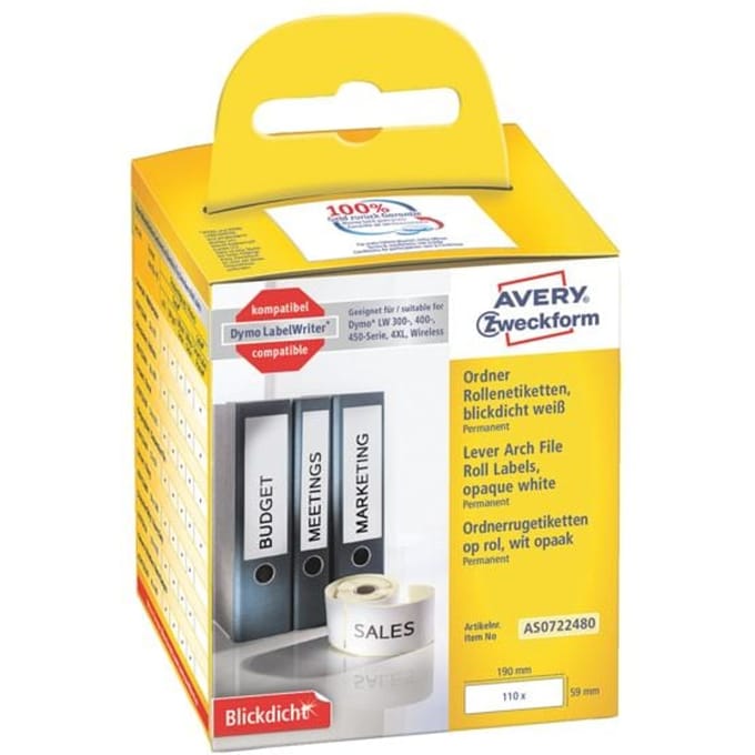 AVERY® Zweckform ordneretiketten, breed, Nr. AS0722480, permanent