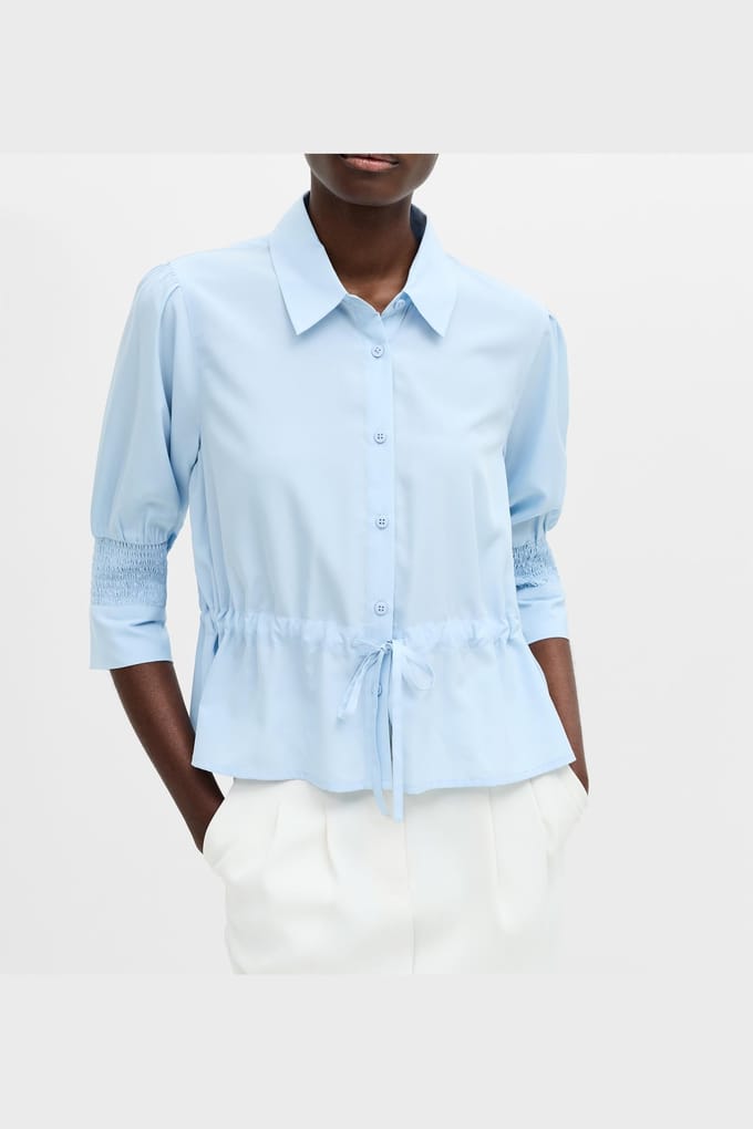 French Connection Crepe Light Tie Top Sky Blue Taglia: M | Magliette intime Outlet | Donna | Blu