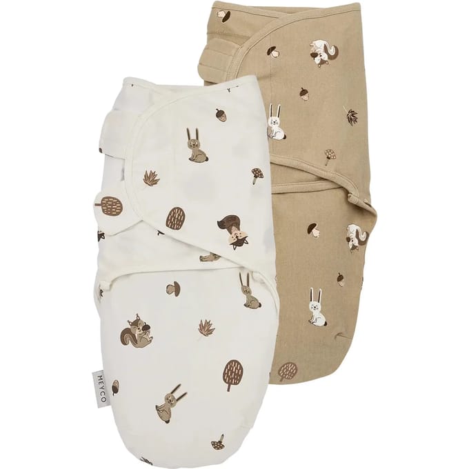 Meyco Baby Forest Animals Swaddlemeyco Inbakerdoek - Sand - 4-6 Maanden - 2-pack