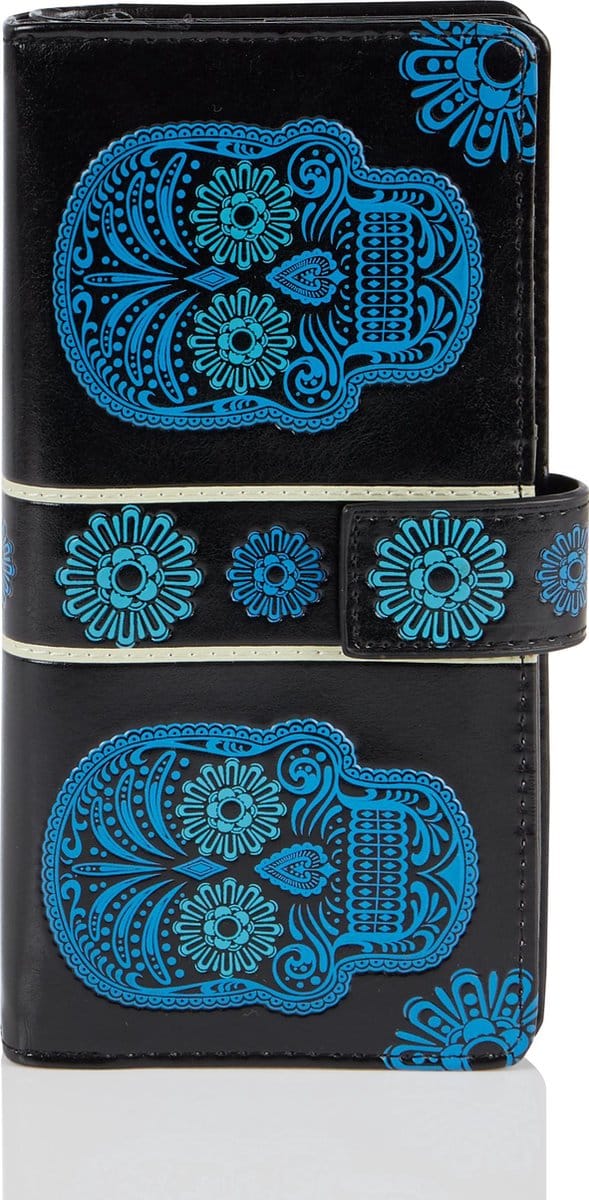 Shagwear Portemonnee Dames - Pasjeshouder - Portefeuille Dames - Kunstleer - Skull (0540Z)