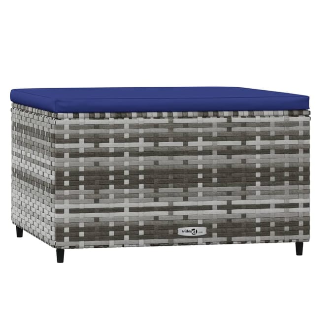 vidaXL - Voetensteunen - 2 - st - met - kussens - poly - rattan - grijs