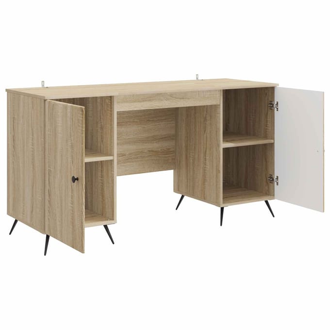 vidaXL - Bureau - Sonoma - Eiken - 142,5 - x - 50 - x - 75 - cm - Bewerkt - hout