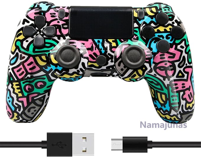 Namajunas - Draadloze Controller geschikt voor PS4/Pro/Slim/PC - Bluetooth gamepad - Geschikt voor Playstation 4 -Zes-assige sensor - LED-lichtbalk en touchscreen-functionaliteit - Audio Jack Input - Gaming Accesoires