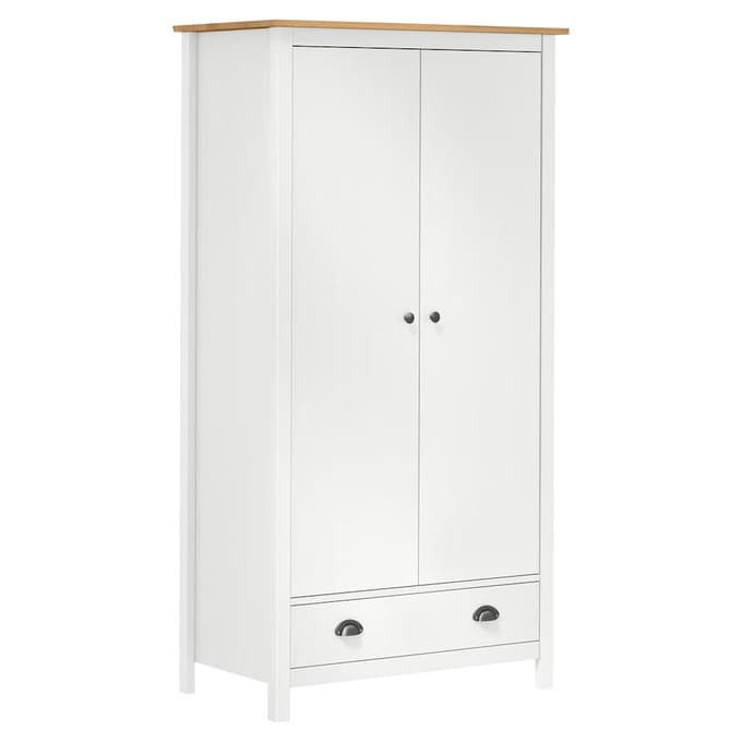 vidaXL - Kledingkast - Hill - 2 - deuren - 89x50x170 - cm - massief - grenenhout - wit
