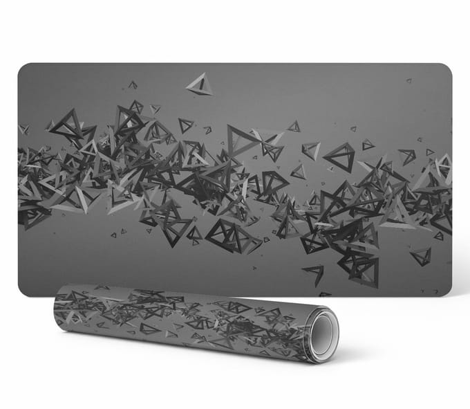 Decoratieve bureauonderlegger voor werk en studie: driehoekige chaos, 120x60 cm