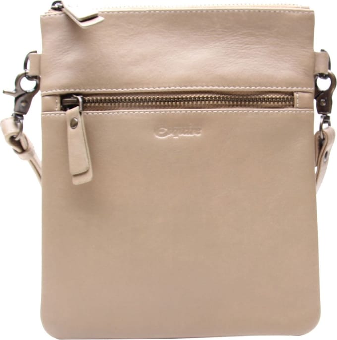 Esquire Leren Schoudertas Peru Small Crossbody Bag Taupe Beige