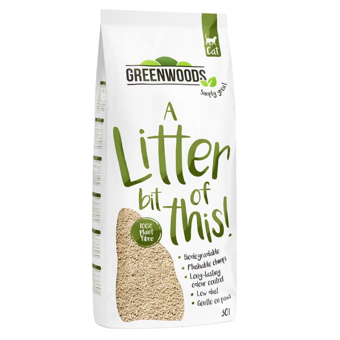 2x 30L Plant Fibre Greenwoods Kattenbakvulling Klompvormend