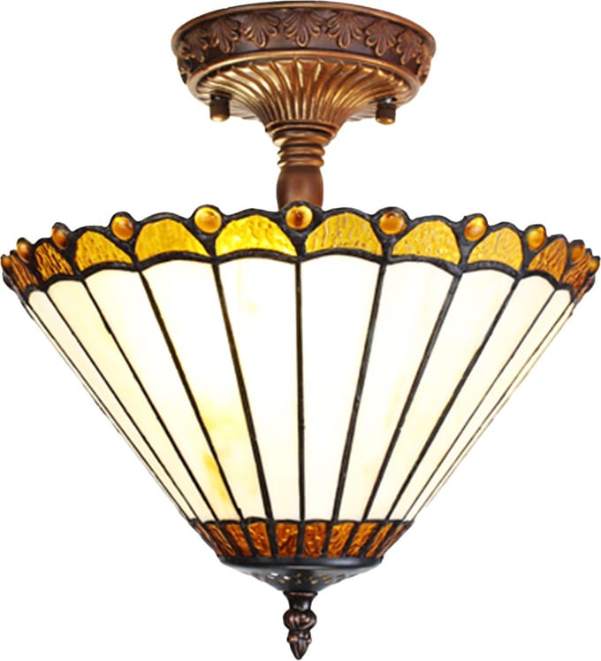 Lumilamp Plafondlamp Tiffany Ø 29x30 cm Beige Bruin Glas