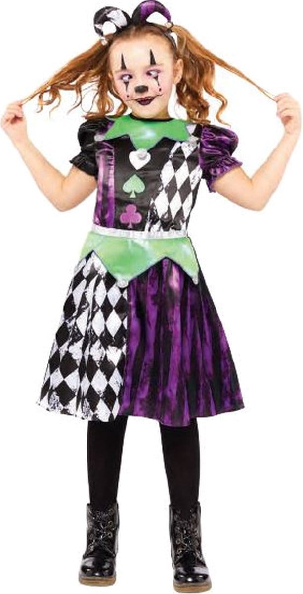 Amscan Verkleedpak Jester Junior Polyester Zwart/wit/paars Mt 116/128