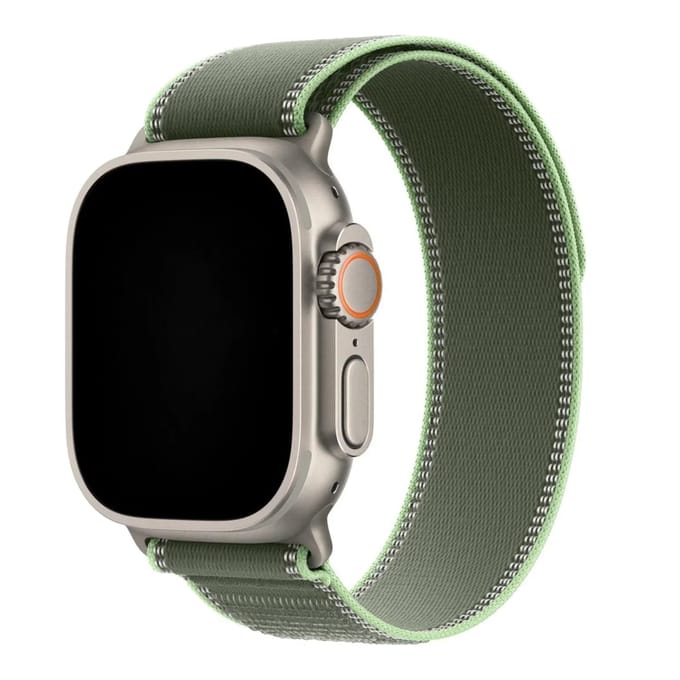 2+2 | Apple Watch Bandje Trail - Nylon - Groen Neon - Zilver