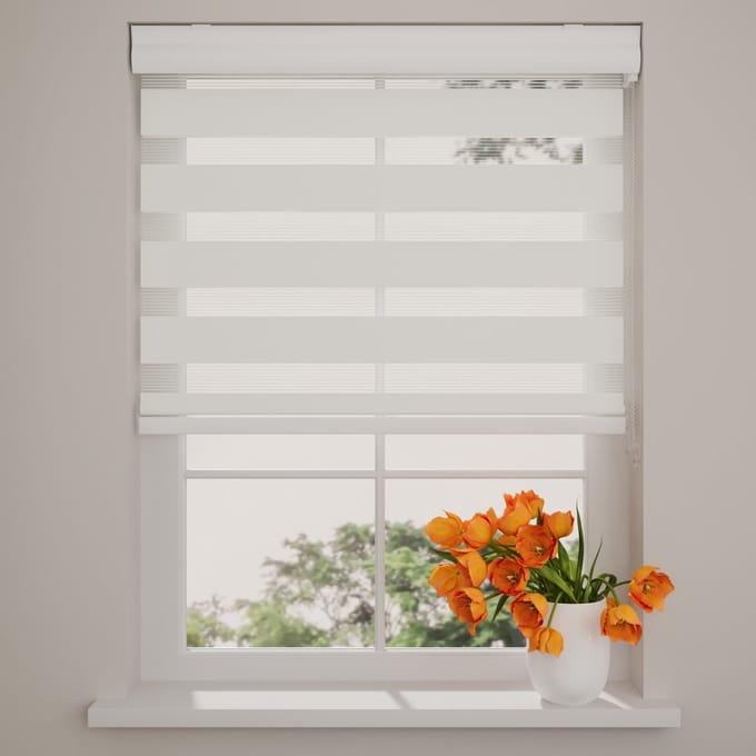 Duo Rolgordijn Splendid - Lichtdoorlatend - Gebroken Wit - 40x130 cm