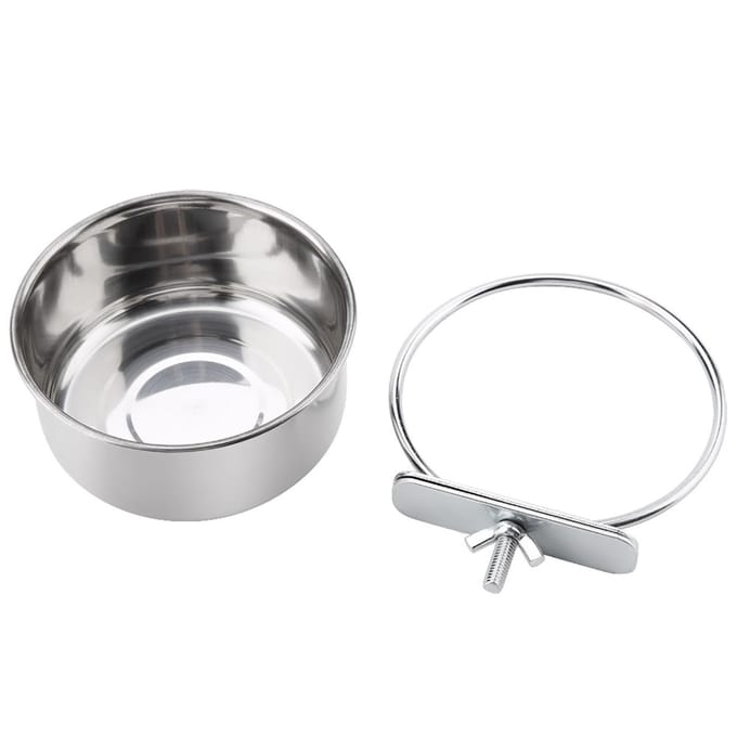 Bol d'Alimentation Eau Acier Inoxydable Perroquet Perruche Mangeoire Accessoire Cage Oiseau M