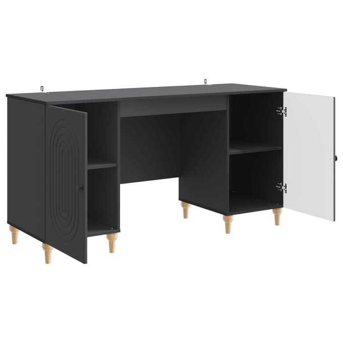 vidaXL - Bureau - Zwart - 142,5 - x - 50 - x - 75 - cm - Bewerkt - hout