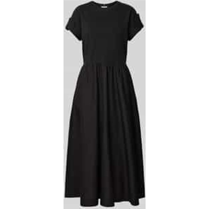 Fit-and-flare midi jurk met goudkleurige knopen
