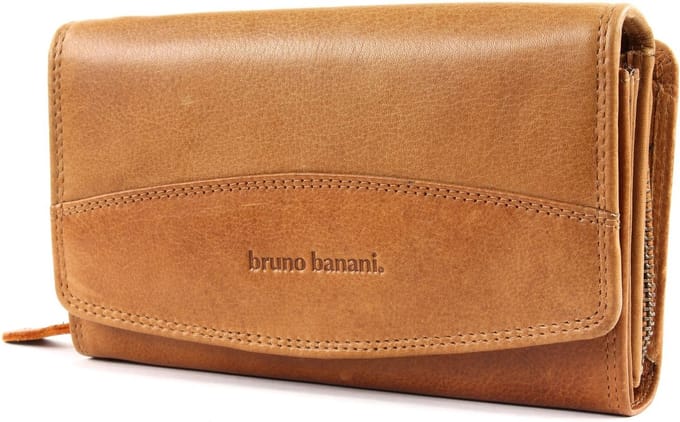 bruno banani Leren Portemonnee Lavato Wallet with Flap Cognac Bruine
