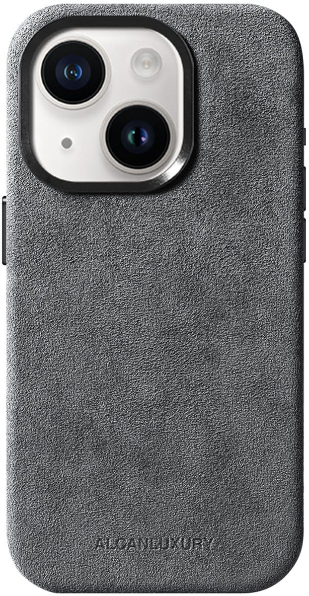 Alcanluxury Alcantara telefoonhoesje geschikt voor Apple iPhone 15 Plus - Nardo Grey