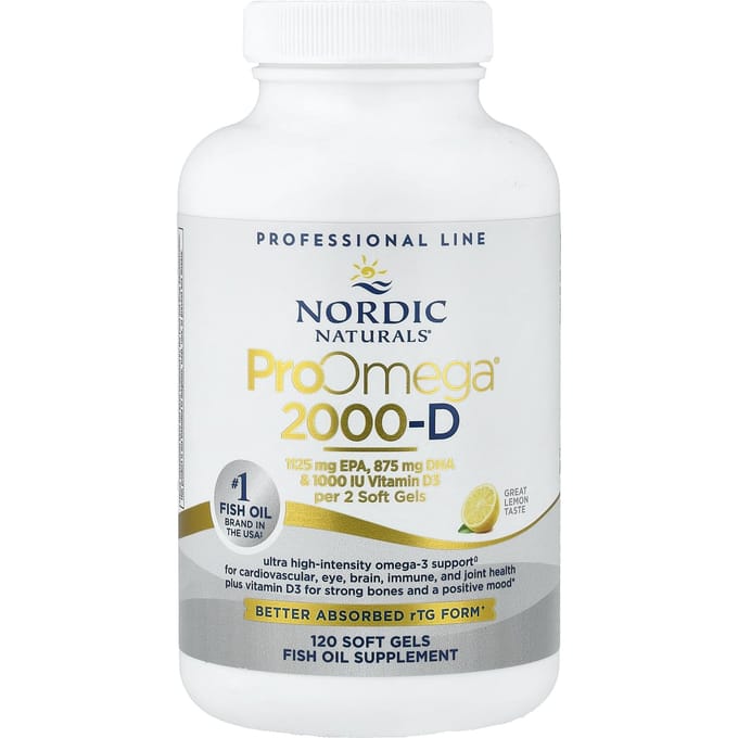 Proomega 2000-D, Citroen, 1.250 mg, 120 Softgels (625 mg per softgel)