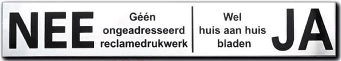 NEE JA sticker brievenbus - Brievenbussticker RVS zwart -150 mm x 25 mm x 1 mm.