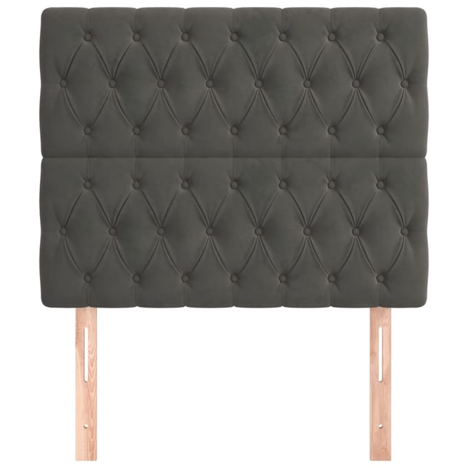 vidaXL - Hoofdbord - donkergrijs - 90x7x118/128 - cm - fluweel