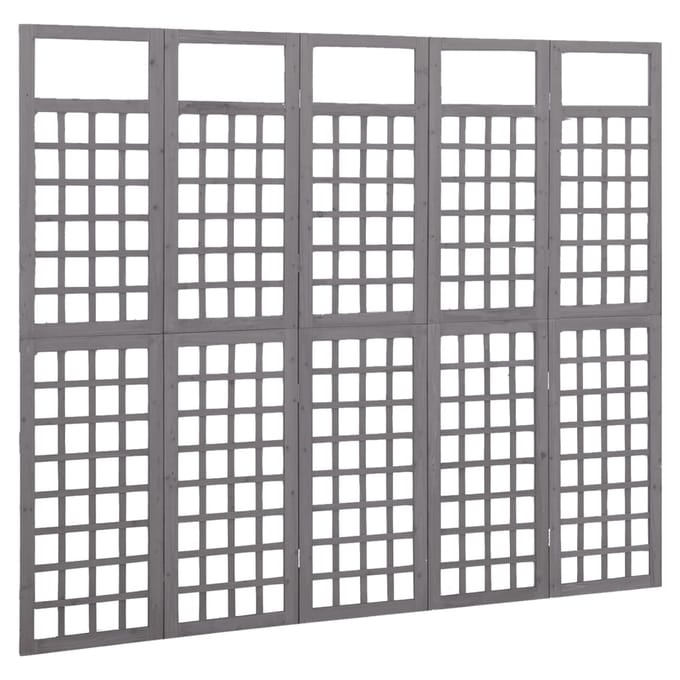 vidaXL - Kamerscherm/trellis - met - 5 - panelen - 201,5x180 - cm - vurenhout - grijs