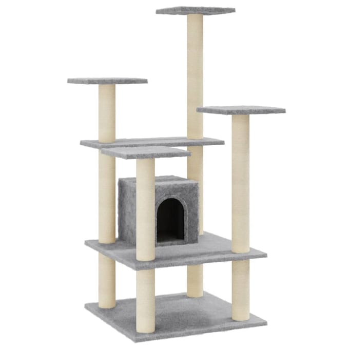 vidaXL - Kattenkrabpaal - met - sisal - krabpalen - 110 - cm - lichtgrijs