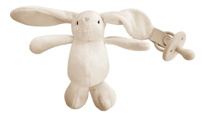 Beige Pluche Konijn Speelgoed voor Baby's met Siliconen Speen 15cm