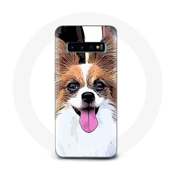 Coque - Samsung - Galaxy S10 - Épagneul nain continental - Souple - Mixte blanc